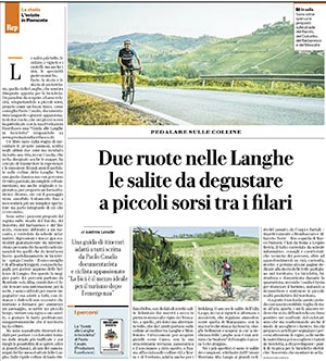 Guida alle Langhe in bicicletta, l'articolo su La Repubblica