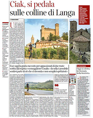 Guida alle Langhe in bicicletta, l'articolo sul Corriere della Sera