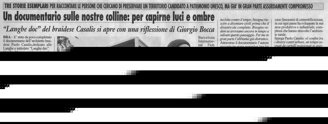 documentario langhe doc film articolo giornale corriere alba bra